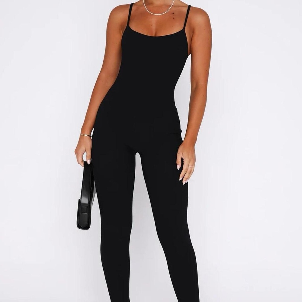 White Fox Life is Short Ribbed Jumpsuit Black